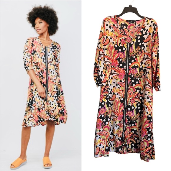 Liv By Habitat Dresses & Skirts - Liv by Habitat Zip Front Colorful Midi Dress size Medium